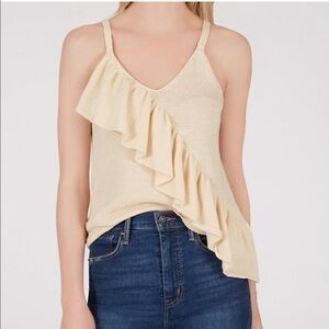 525 America Tank Top Sweater with Exaggerated Ruffle on the Front, Size Small